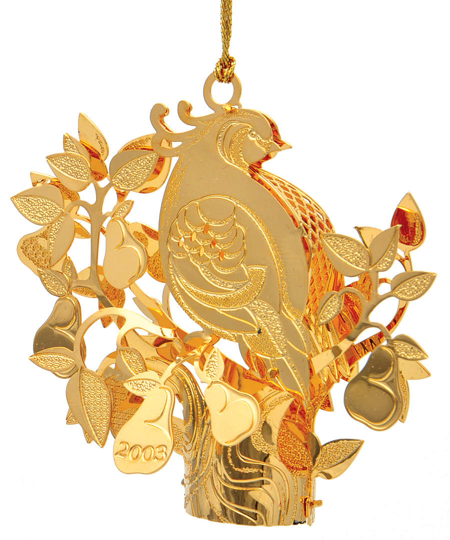 2003 Gold Christmas Ornament Collection Partridge In A Pear Tree - No Box by Danbury Mint-1
