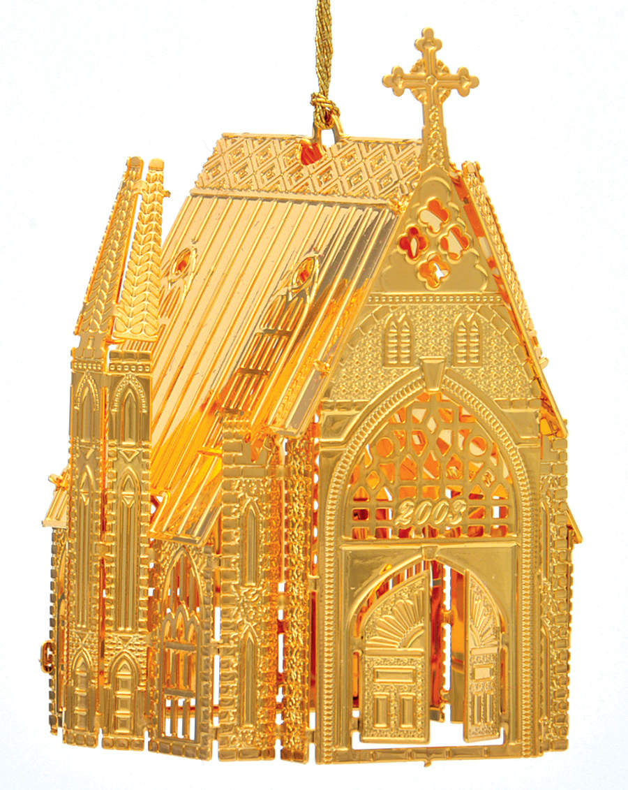 2003 Gold Christmas Ornament Collection Grand Cathedral - No Box by Danbury Mint-1