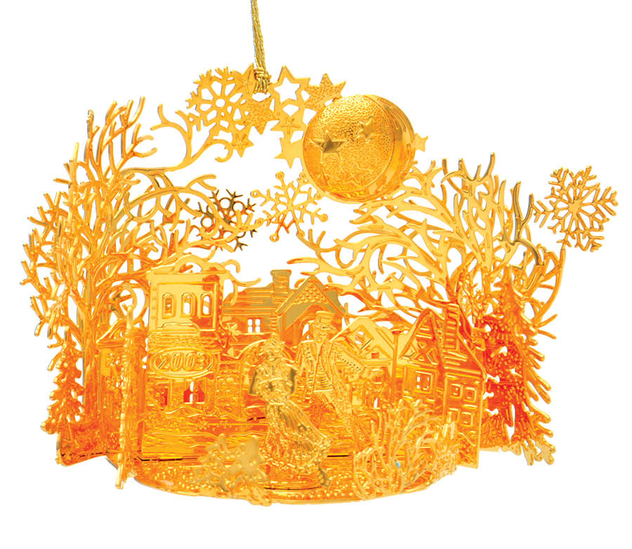 2003 Gold Christmas Ornament Collection Moonlight Skaters - No Box by Danbury Mint-1