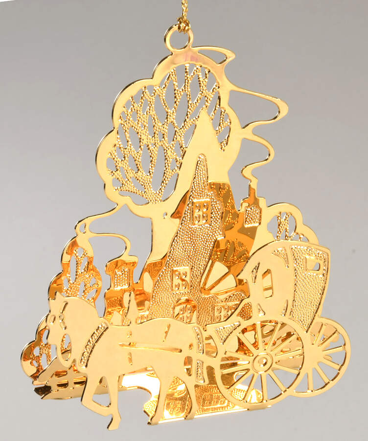 1987 Gold Christmas Ornament Collection A Carriage Ride - No Box by Danbury Mint-1
