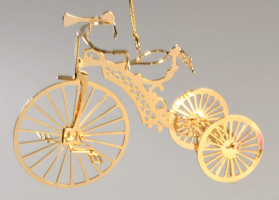 1987 Gold Christmas Ornament Collection Tricycle - Boxed by Danbury Mint-1