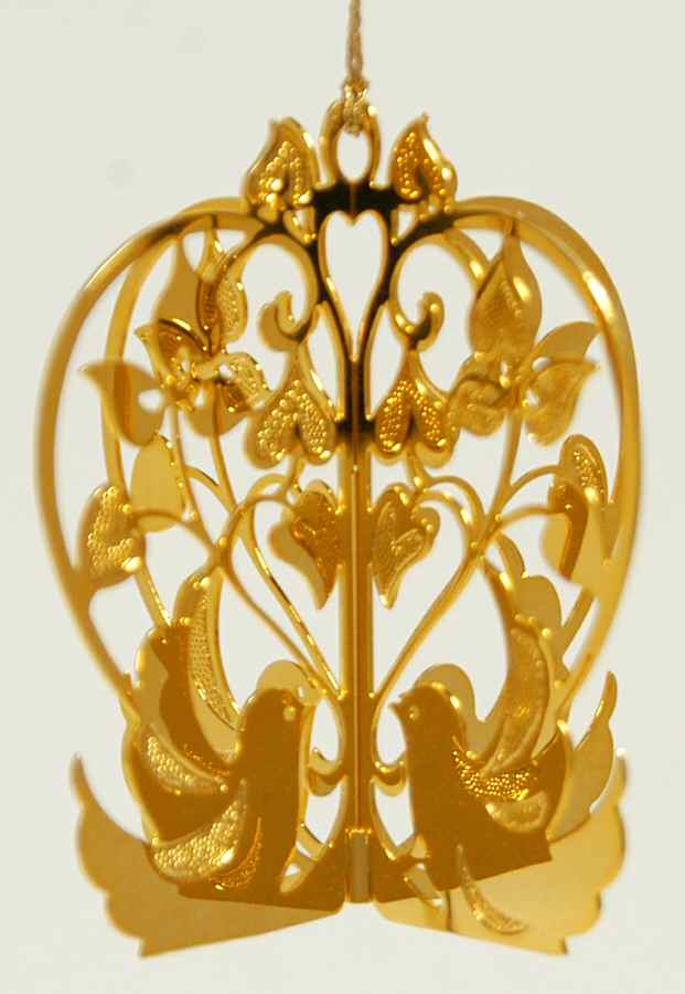 1987 Gold Christmas Ornament Collection Doves & Hearts - Boxed by Danbury Mint-1