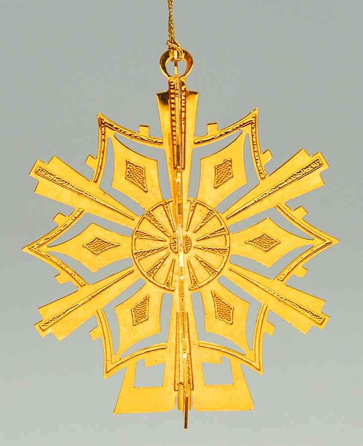 1987 Gold Christmas Ornament Collection Snowflake - No Box by Danbury Mint-1