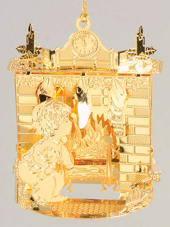 2001 Gold Christmas Ornament Collection Waiting For Santa - Boxed by Danbury Mint-1