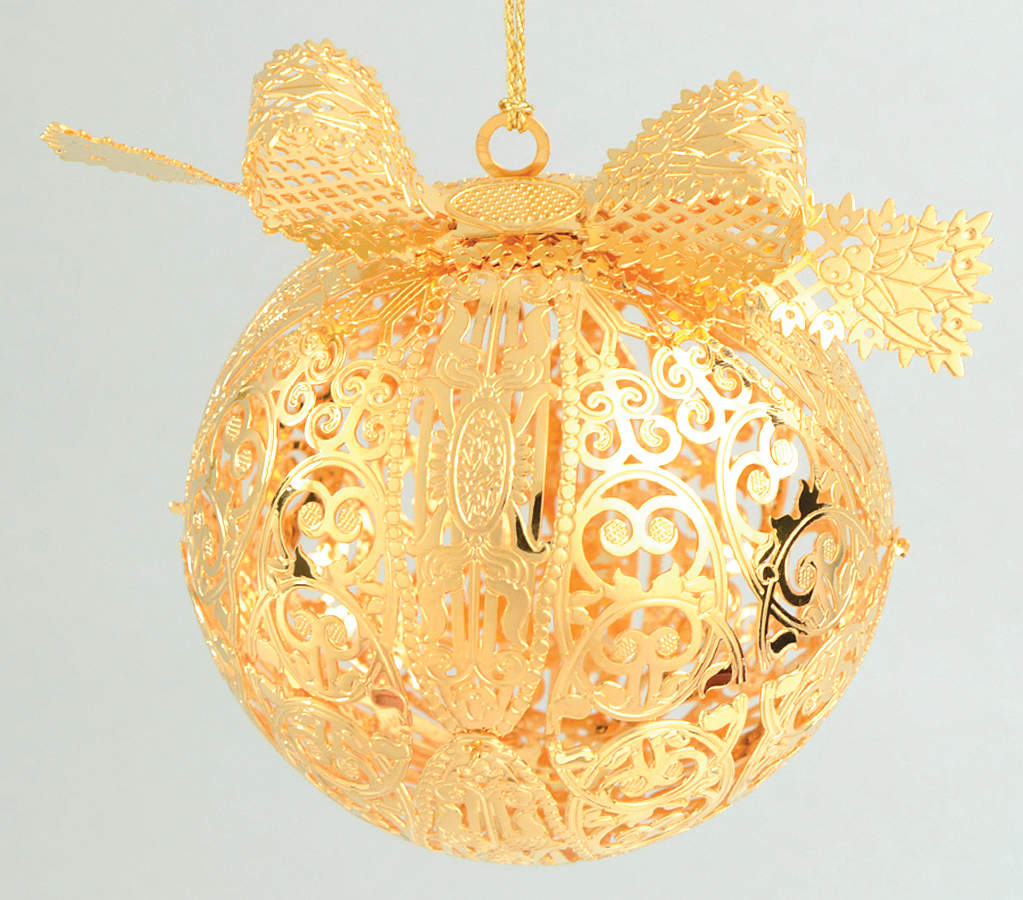 2001 Gold Christmas Ornament Collection Holiday Ball - No Box by Danbury Mint-1