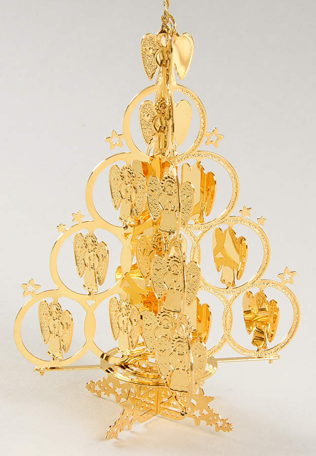 2001 Gold Christmas Ornament Collection Millennium Angel Tree - No Box by Danbury Mint-1