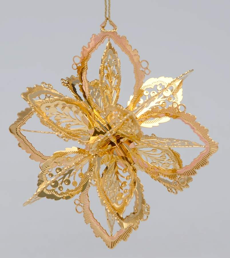 2001 Gold Christmas Ornament Collection Winter Snowflake - With Box by Danbury Mint-1