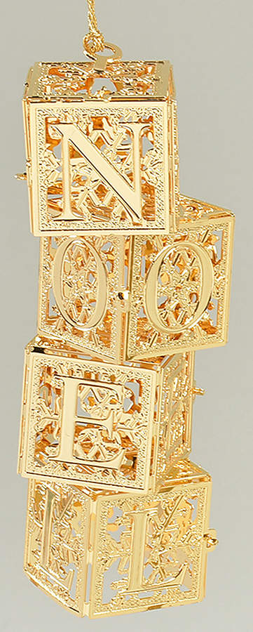 1999 Gold Christmas Ornament Collection Noel Blocks - No Box by Danbury Mint-1