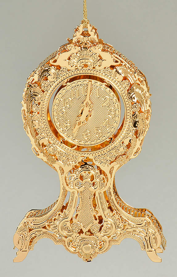 1999 Gold Christmas Ornament Collection Victorian Clock - No Box by Danbury Mint-1