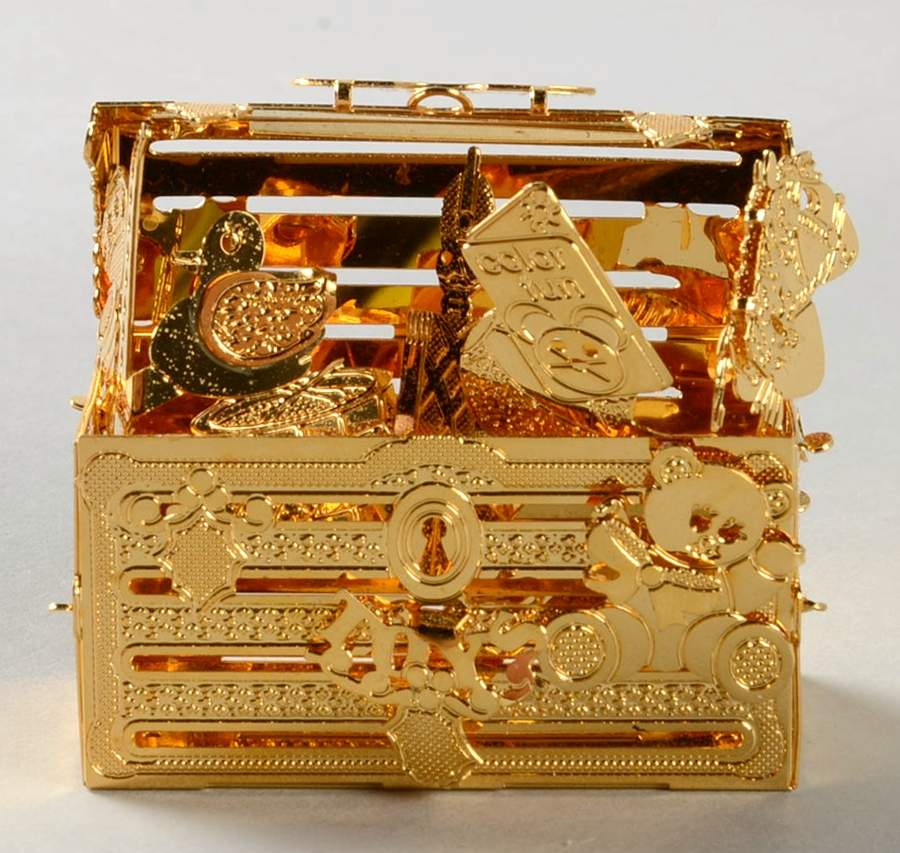 1999 Gold Christmas Ornament Collection Toy Chest - No Box by Danbury Mint-1