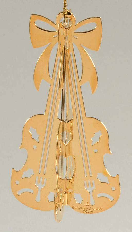 1985 Gold Christmas Ornament Collection Violins - No Box by Danbury Mint-1
