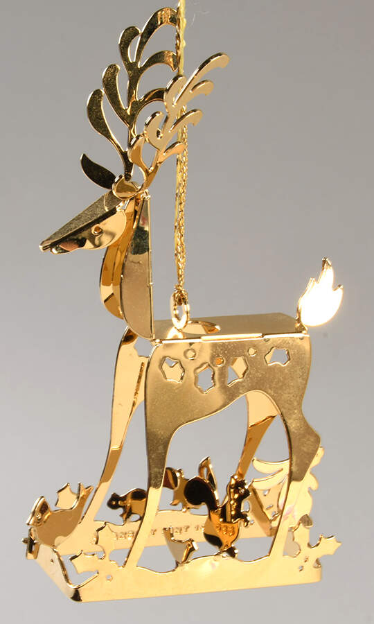 1986 Gold Christmas Ornament Collection Reindeer - Boxed by Danbury Mint-1