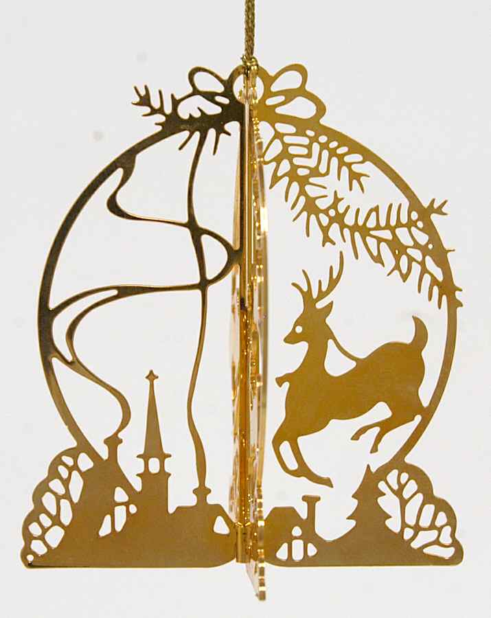 1986 Gold Christmas Ornament Collection Santa's Sleigh - Boxed by Danbury Mint-1