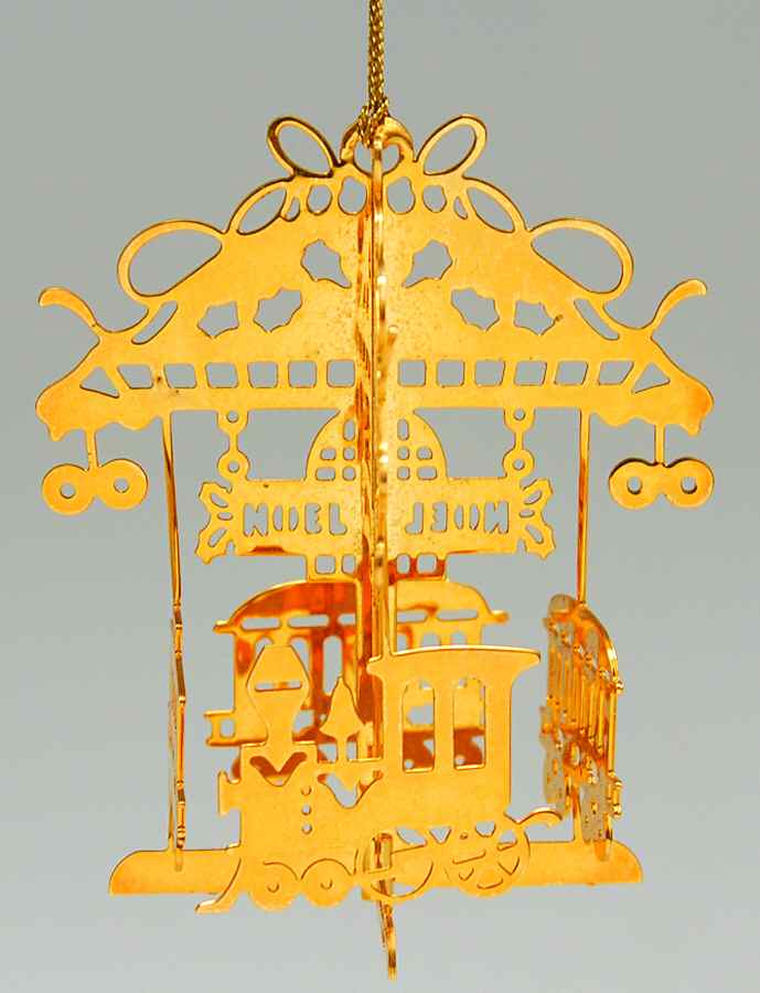 1986 Gold Christmas Ornament Collection Toy Trains - Boxed by Danbury Mint-1