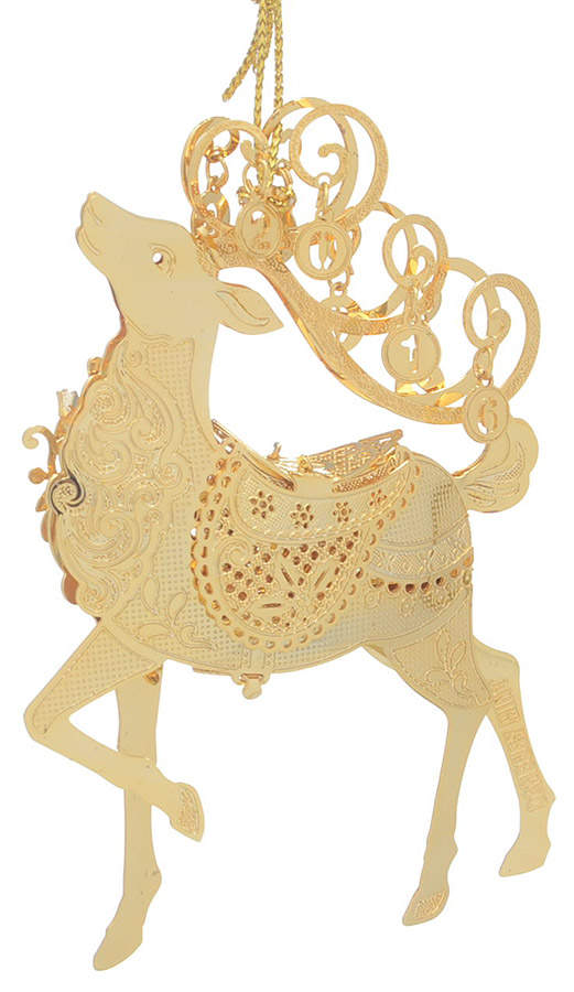 Annual Gold Christmas Ornaments Fanciful Reindeer - Boxed by Danbury Mint-1