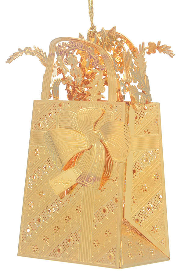 Annual Gold Christmas Ornaments Holiday Shopping-Gift Bag - Boxed by Danbury Mint-1