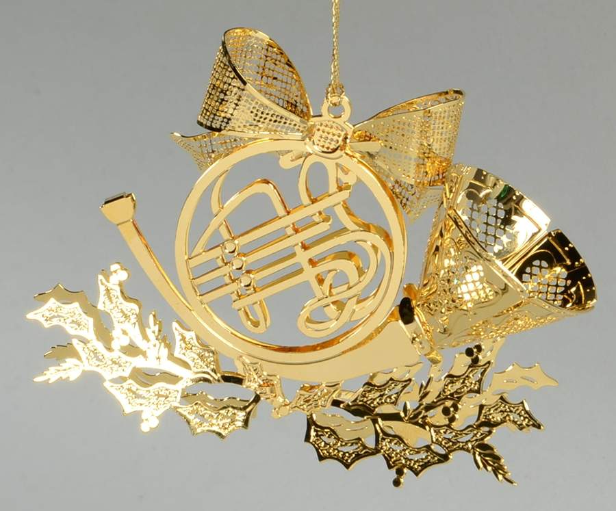 Annual Gold Christmas Ornaments French Horn - Boxed by Danbury Mint-1