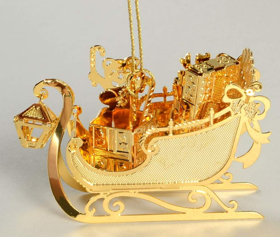 Annual Gold Christmas Ornaments Sleigh - Boxed by Danbury Mint-1