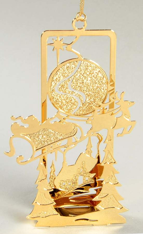Annual Gold Christmas Ornaments Santa By Moonlight - No Box by Danbury Mint-1