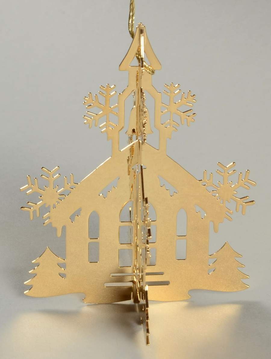 Annual Gold Christmas Ornaments Country Church - No Box by Danbury Mint-1