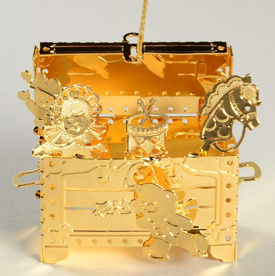 Annual Gold Christmas Ornaments Toy Chest - No Box by Danbury Mint-1