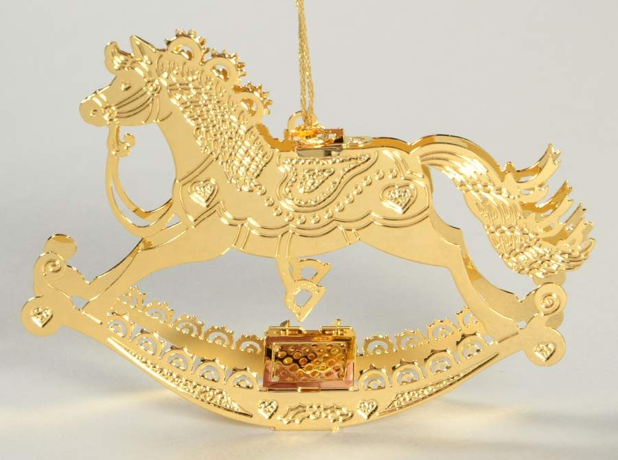 Annual Gold Christmas Ornaments Rocking Horse - No Box by Danbury Mint-1