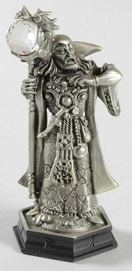 Fantasy of the Crystal Chess Set Kardoz The Sorcerer - Bishop 1-Black Chess Piece by Danbury Mint-1