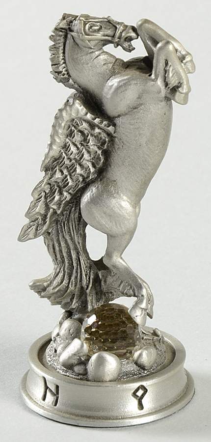 Fantasy of the Crystal Chess Set Perenas The Winged Horse - Knight2-White Chess Piece by Danbury Mint-1