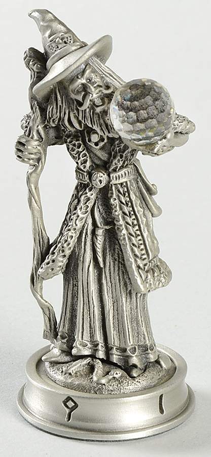 Fantasy of the Crystal Chess Set Parthen The Wizard - Bishop2-White Chess Piece by Danbury Mint-1