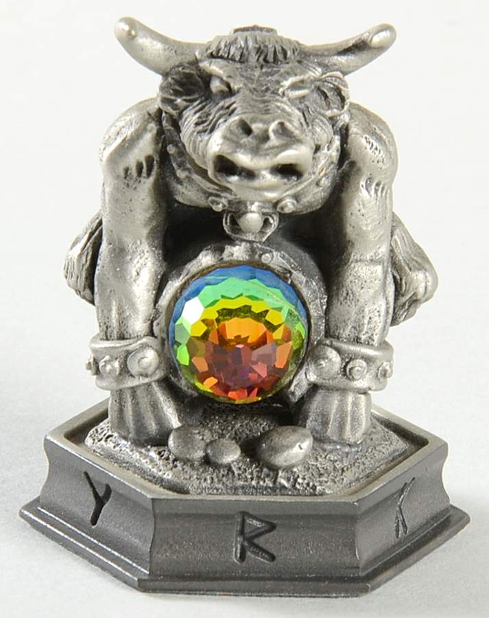 Fantasy of the Crystal Chess Set Ayrthon The Minotaur - Pawn 1-Black Chess Piece by Danbury Mint-1