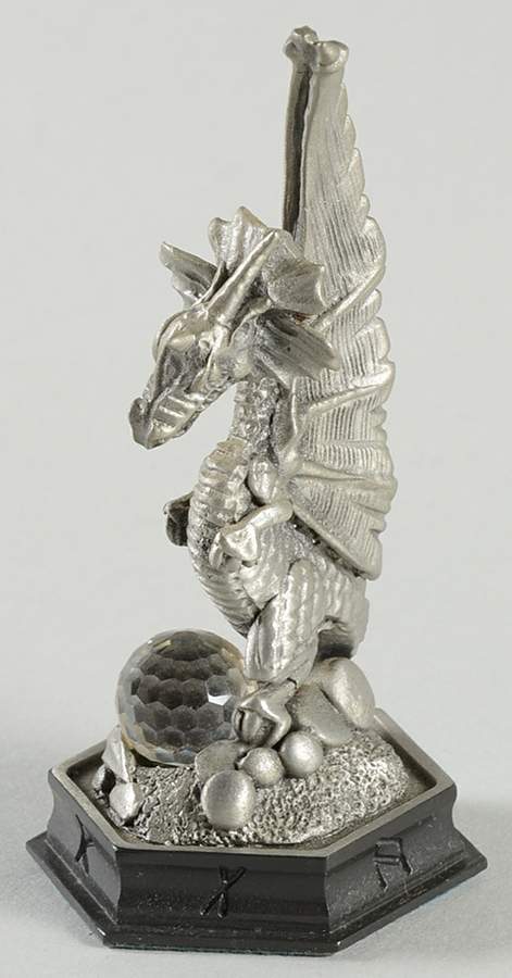 Fantasy of the Crystal Chess Set Jalgraxa The Dragon - Knight 1-Black Chess Piece by Danbury Mint-1