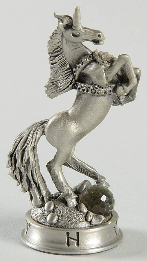 Fantasy of the Crystal Chess Set Drummen The Unicorn - Knight1-White Chess Piece by Danbury Mint-1