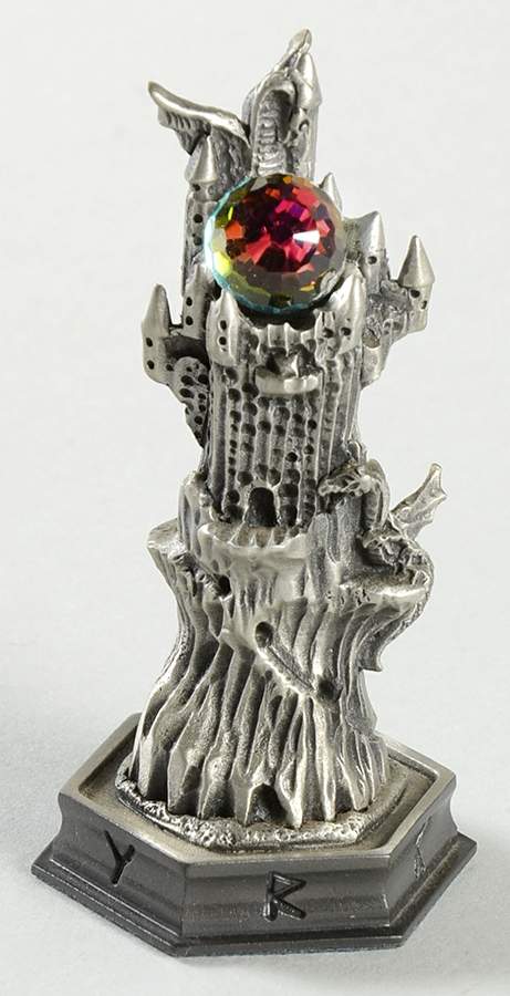 Fantasy of the Crystal Chess Set Fortress Of Doom - Rook-Black Chess Piece by Danbury Mint-1