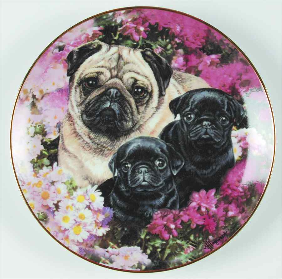 Pug Family Flowery Friends - No Box by Danbury Mint-1