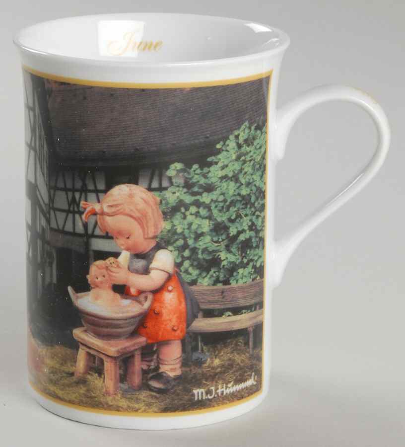 M I Hummel Mugs of the Year June -Doll Bath - Boxed by Danbury Mint-1