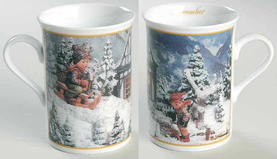 M I Hummel Mugs of the Year November-Ride Into Christmas - Boxed by Danbury Mint-1