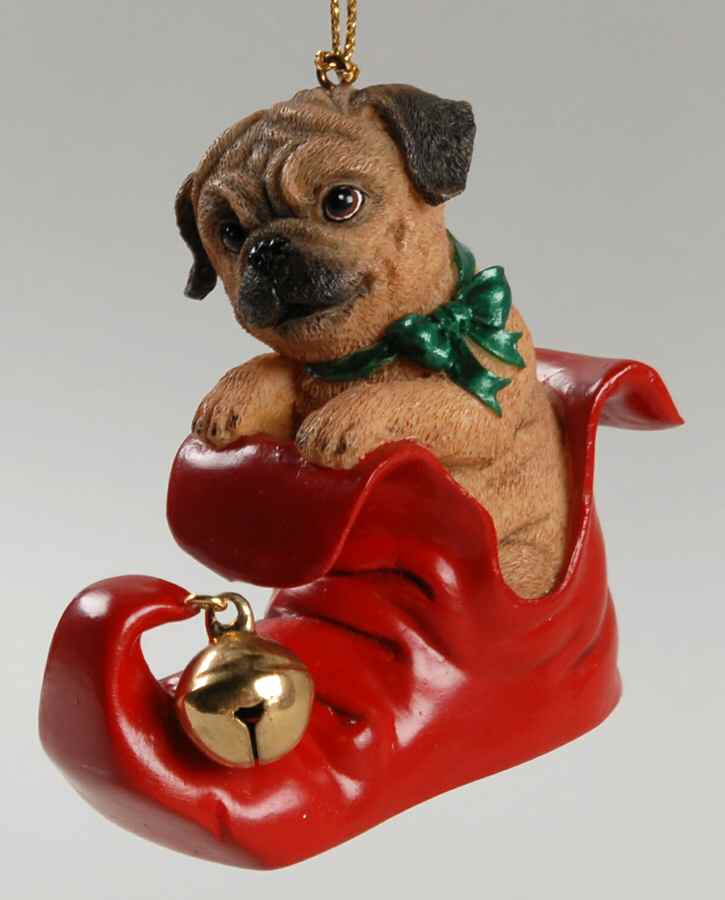 Pugs and Kisses Ornament Santa's Little Elf - No Box by Danbury Mint-1