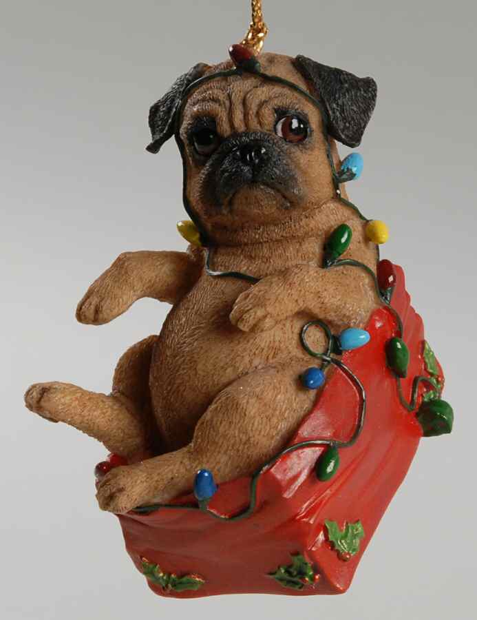 Pugs and Kisses Ornament Lit Up With Mischief - No Box by Danbury Mint-1