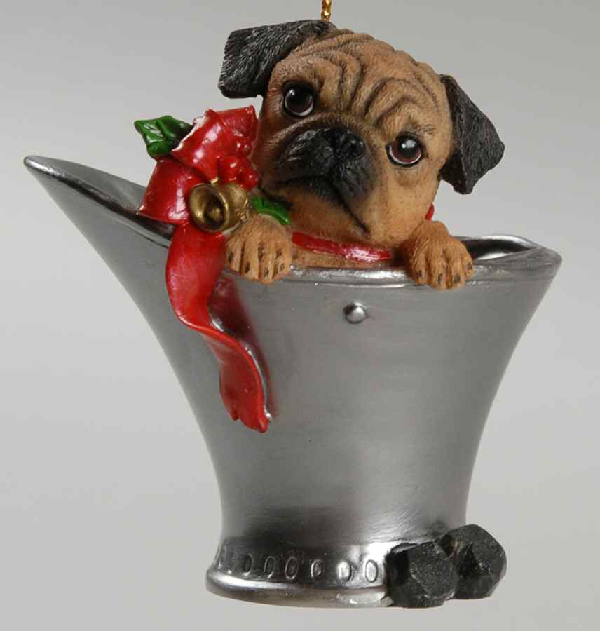 Pugs and Kisses Ornament Naughty But Nice - No Box by Danbury Mint-1