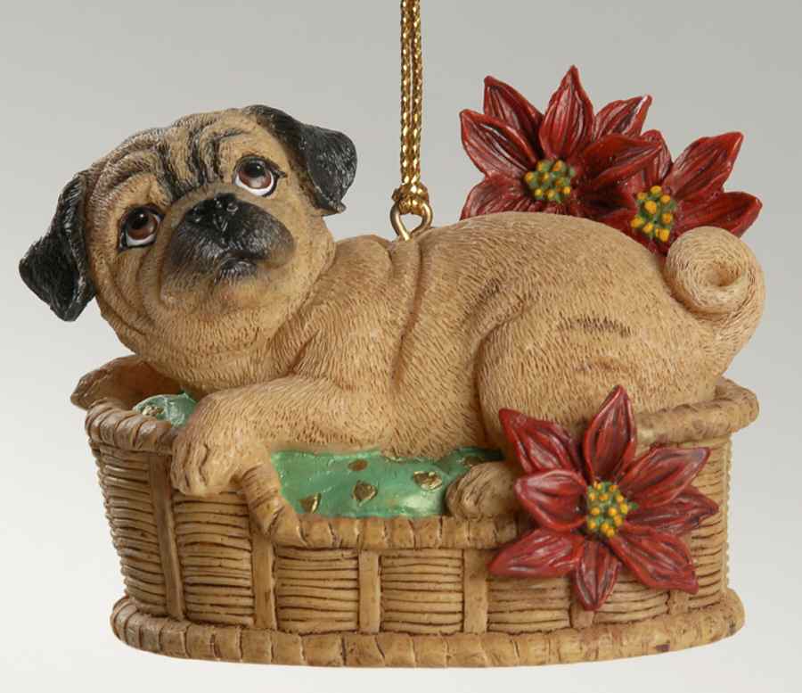 Pugs and Kisses Ornament Waiting For Santa - No Box by Danbury Mint-1