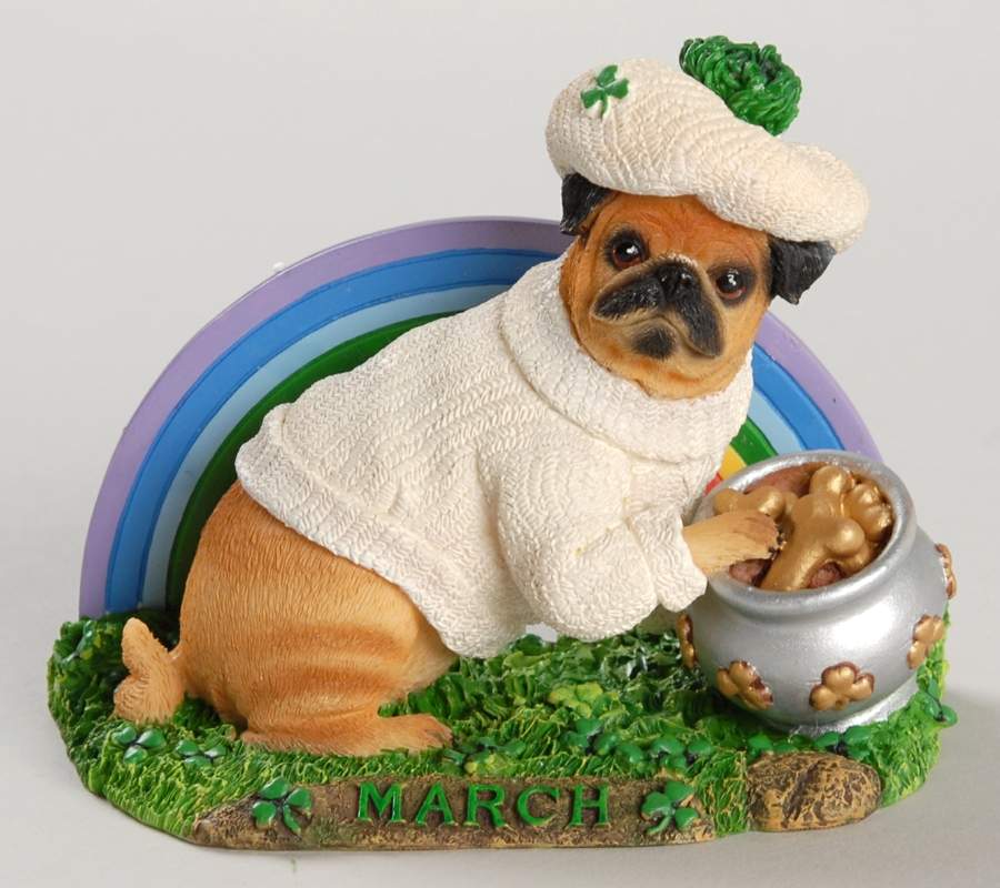 Pug Calendar Figurines March - No Box by Danbury Mint-1