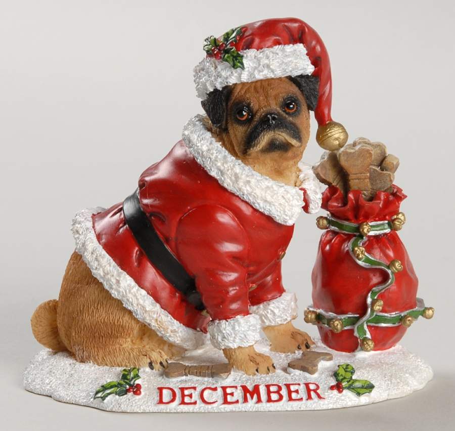 Pug Calendar Figurines December - No Box by Danbury Mint-1