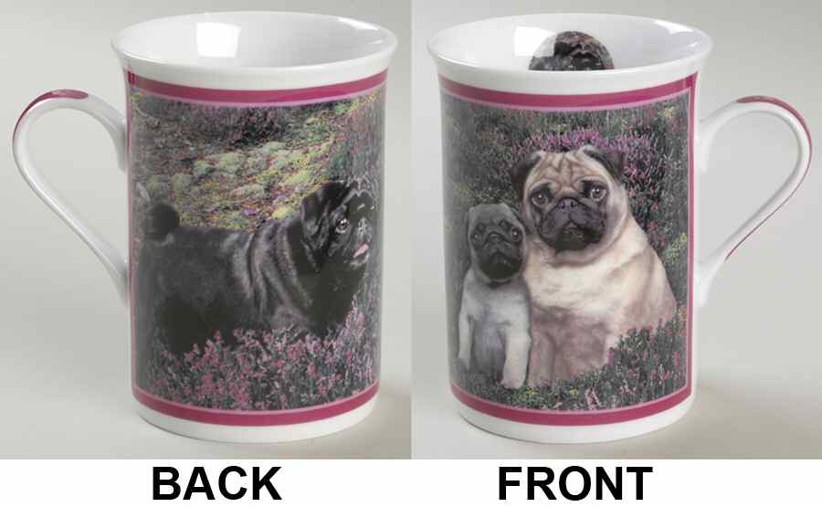 Purely Pugs Mug Hiding In Heather - No Box by Danbury Mint-1