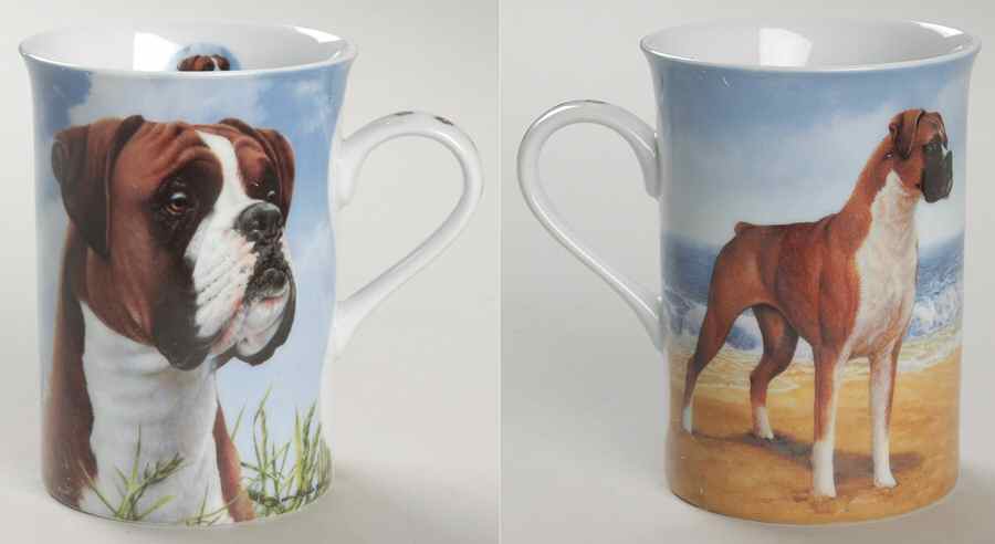 Boxers Mugs His Master's Call And On The Beach - No Box by Danbury Mint-1
