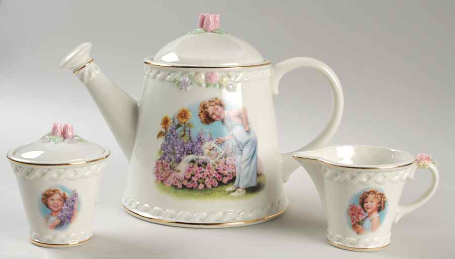 Shirley Temple Tea Set-Tea Pot, Creamer,Sugar - No Box by Danbury Mint-1