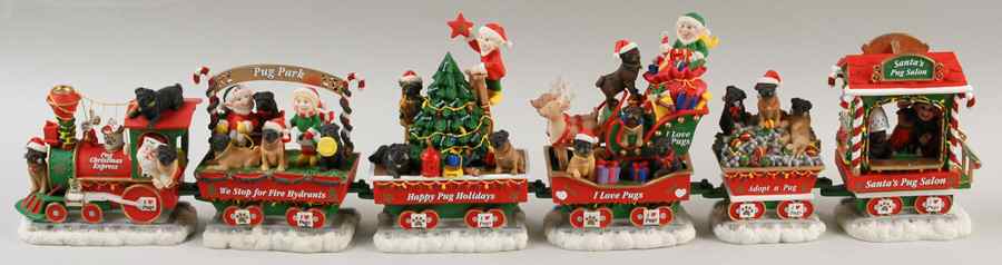 Pug Christmas Figurines Pug Christmas Express - No Box by Danbury Mint-1