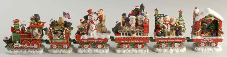 Pug Christmas Figurines Pug Holiday Rail - No Box by Danbury Mint-1
