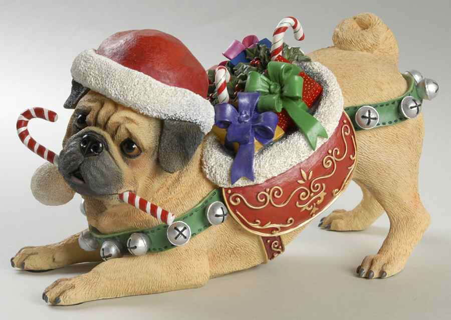 Pug Christmas Figurines Christmas Pug - No Box by Danbury Mint-1
