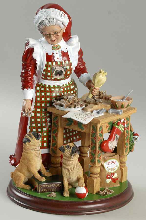 Pug Christmas Figurines Mrs Claus' Little Pugs - No Box by Danbury Mint-1