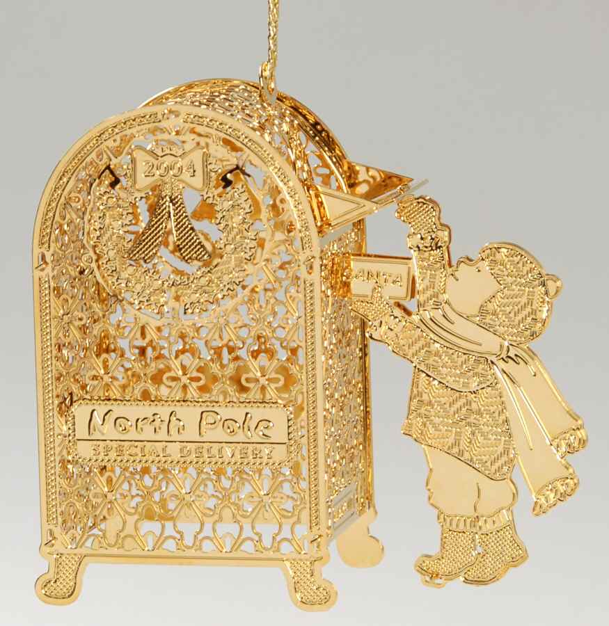 2004 Gold Christmas Ornament Collection Letter To Santa - No Box by Danbury Mint-1